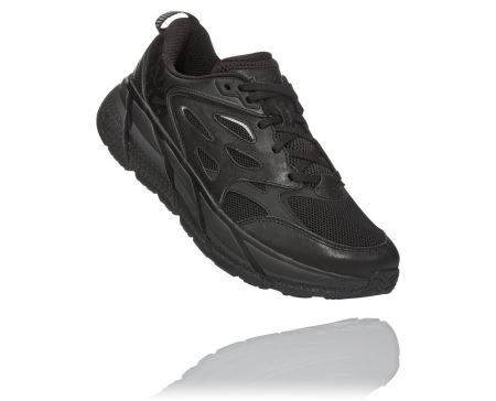 Hoka Clifton Leather Road Homem - Tenis Caminhada Pretas | PT-eLaSUiK